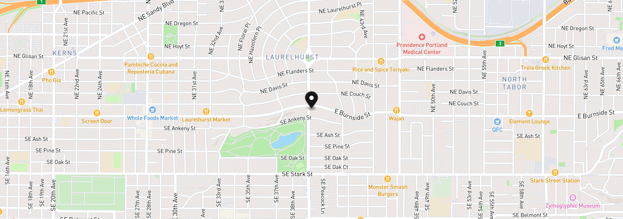 Map showing the location of 10 SE Cesar E Chavez Blvd, Portland, OR 97214