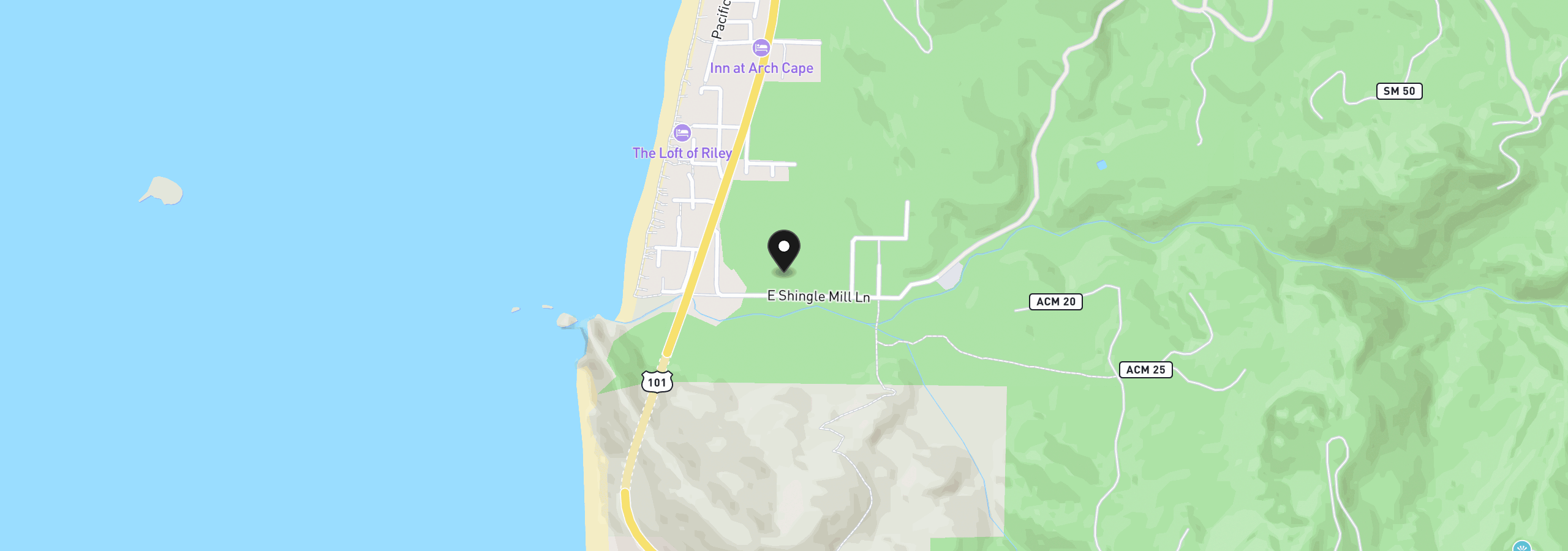 Map showing the location of Anvil Rock Rd, Arch Cape, OR 97102