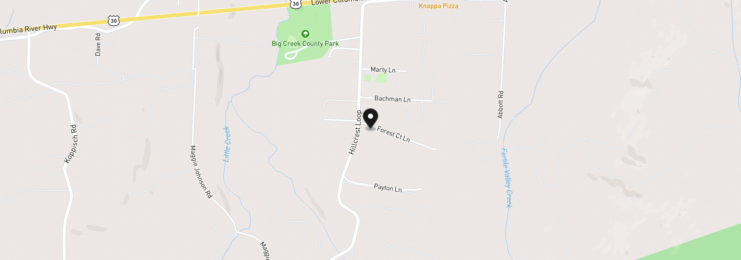 Map showing the location of 42020 Forest Court Ln, Astoria, OR 97103