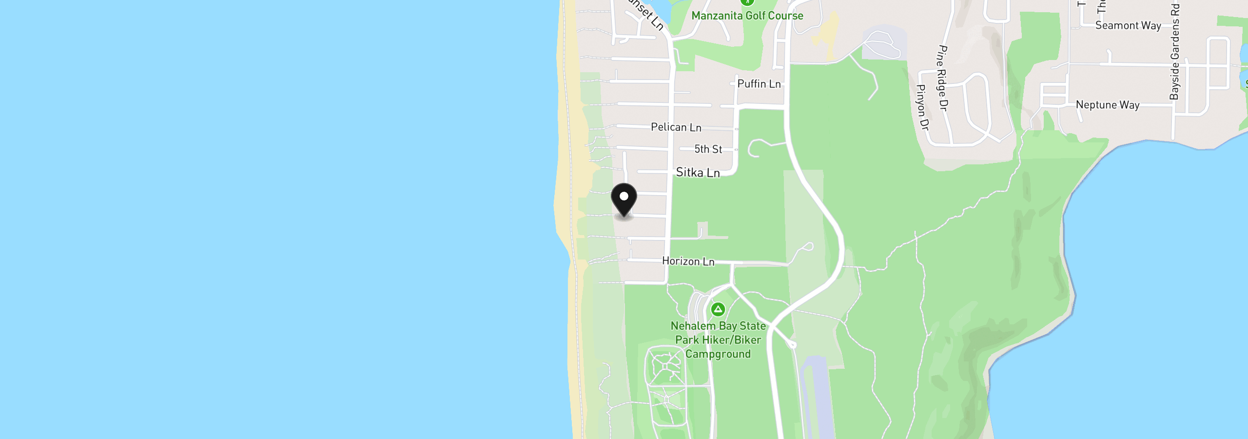Map showing the location of 8831 Spindrift Ln, Manzanita, OR 97130
