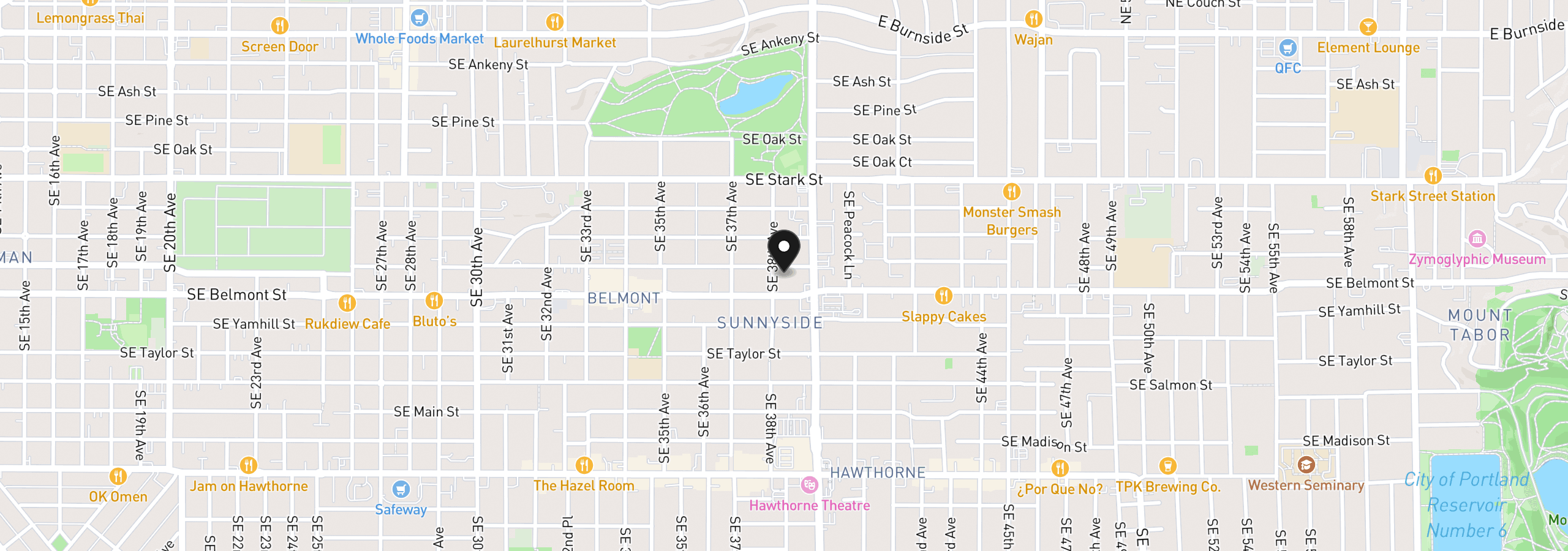 Map showing the location of 3818 SE Morrison St, Portland, OR 97214