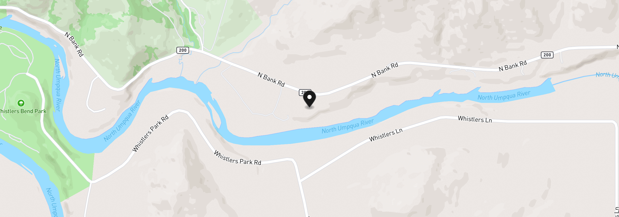 Map showing the location of 13767 N Bank Rd, Roseburg, OR 97470