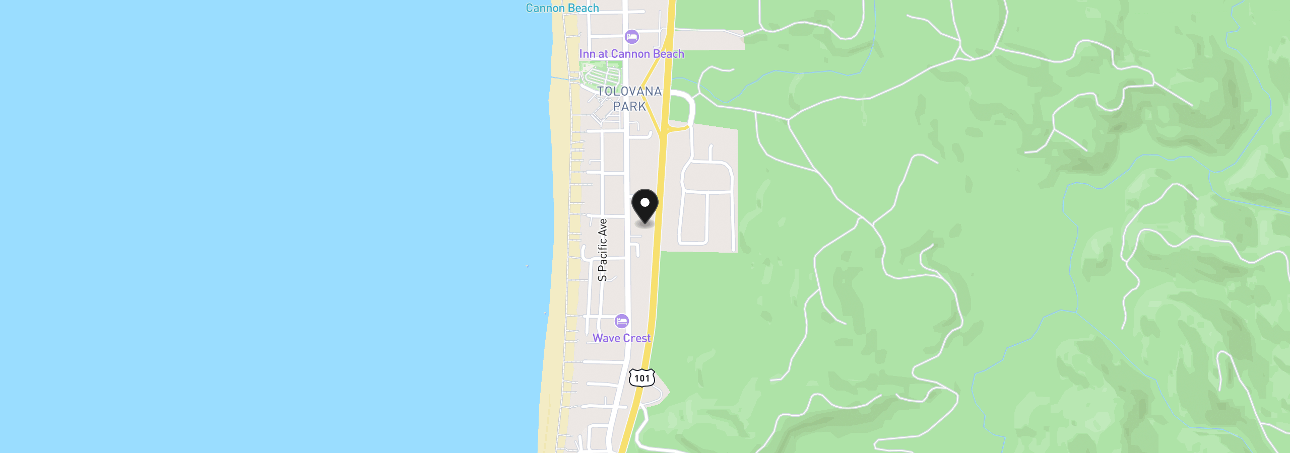Map showing the location of 3745 S Hemlock St 12, Cannon Beach, OR 97110