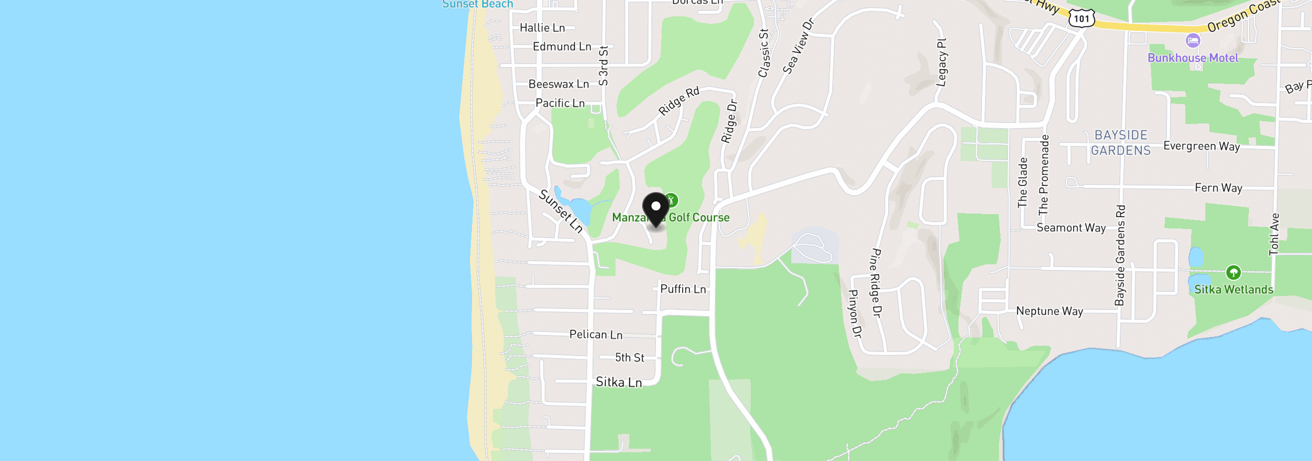 Map showing the location of 465 Beach Pine Rd, Manzanita, OR 97130