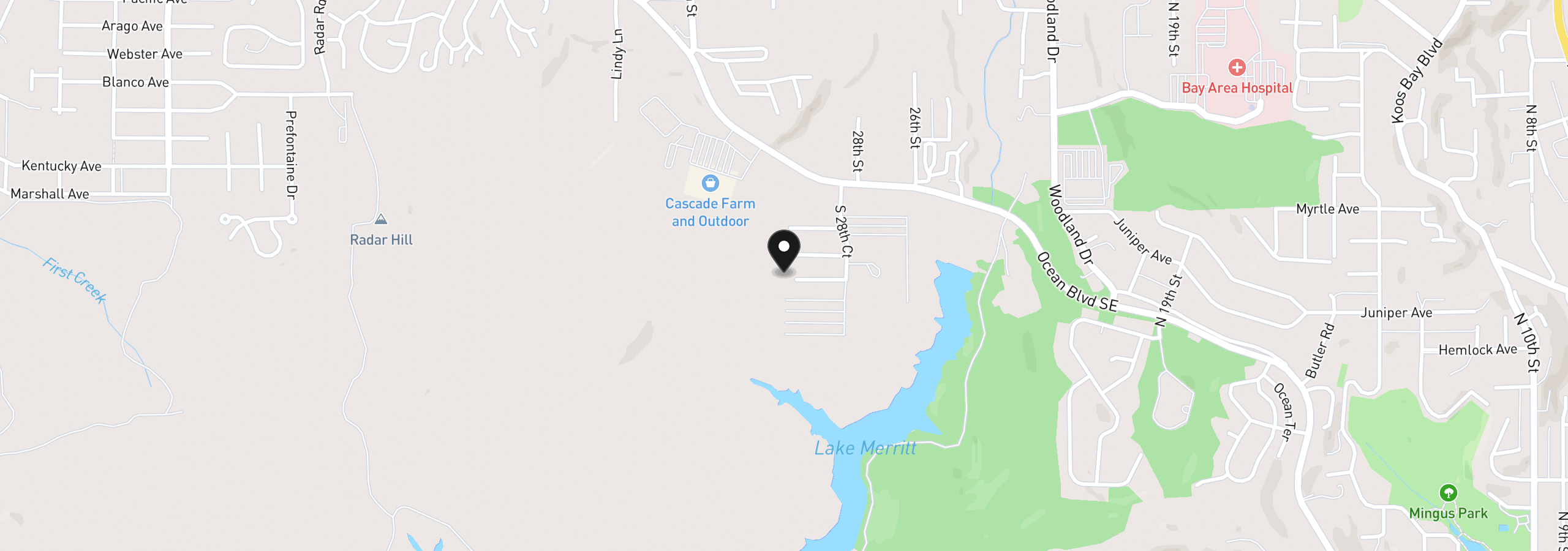Map showing the location of 3090 Twig Ter, Coos Bay, OR 97420