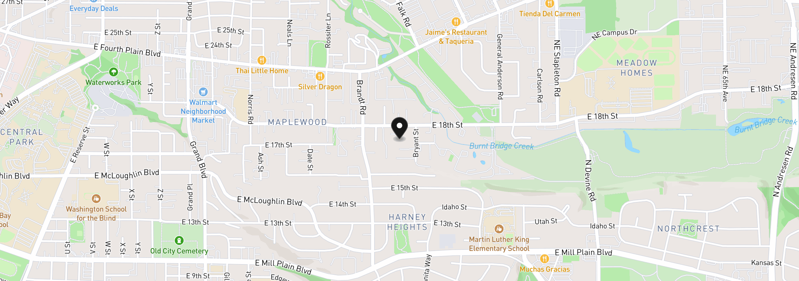 Map showing the location of 3941 E 18th St, Vancouver, Wa 98661