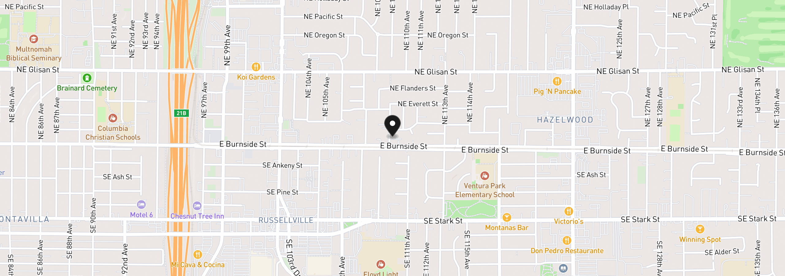 Map showing the location of 138 NE 109th Ave, Portland, OR 97220