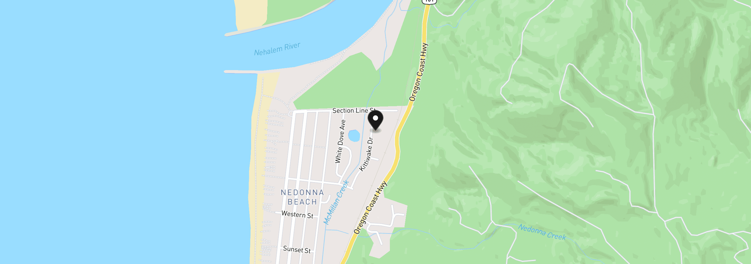 Map showing the location of 26625 Kittiwake Dr, Rockaway Beach, OR 97136