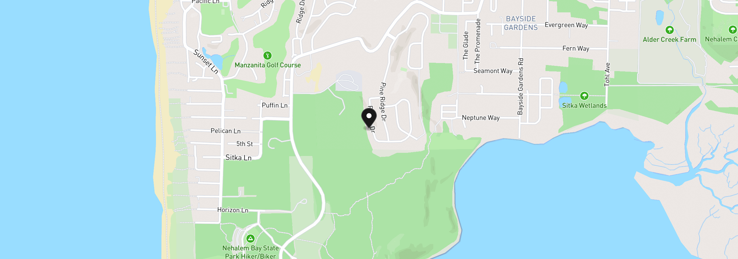 Map showing the location of Pinyon Drive Lot 84, Manzanita, OR 97130