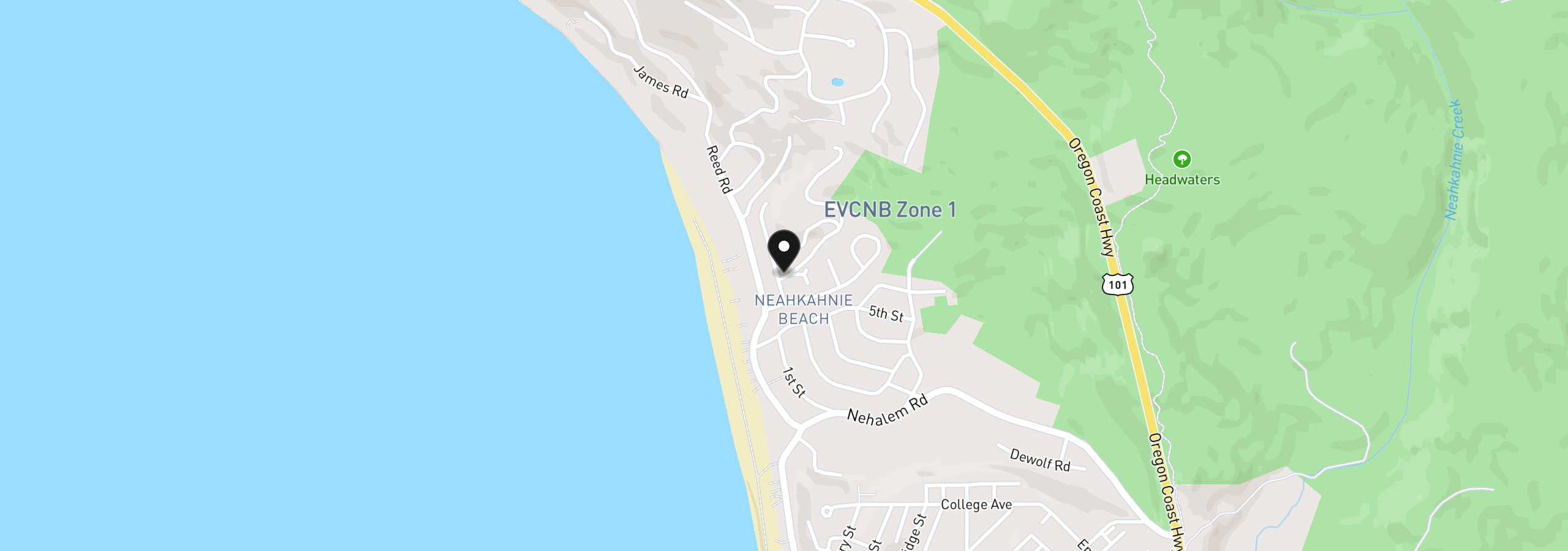 Map showing the location of 37655 Treasure Hunters Ln, Manzanita, OR 97130