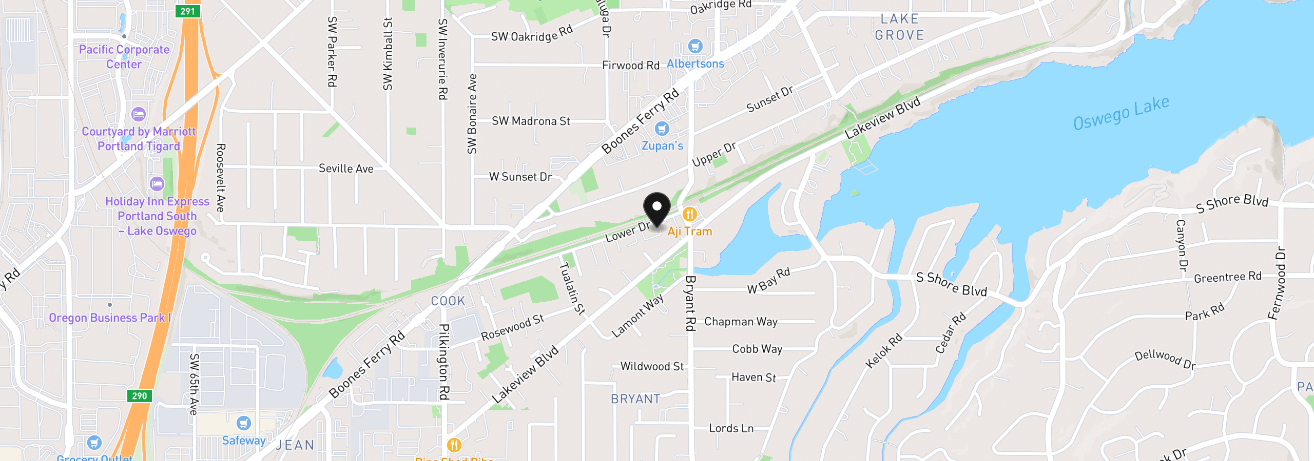 Map showing the location of 4610 Lower Dr, Lake Oswego, OR 97035