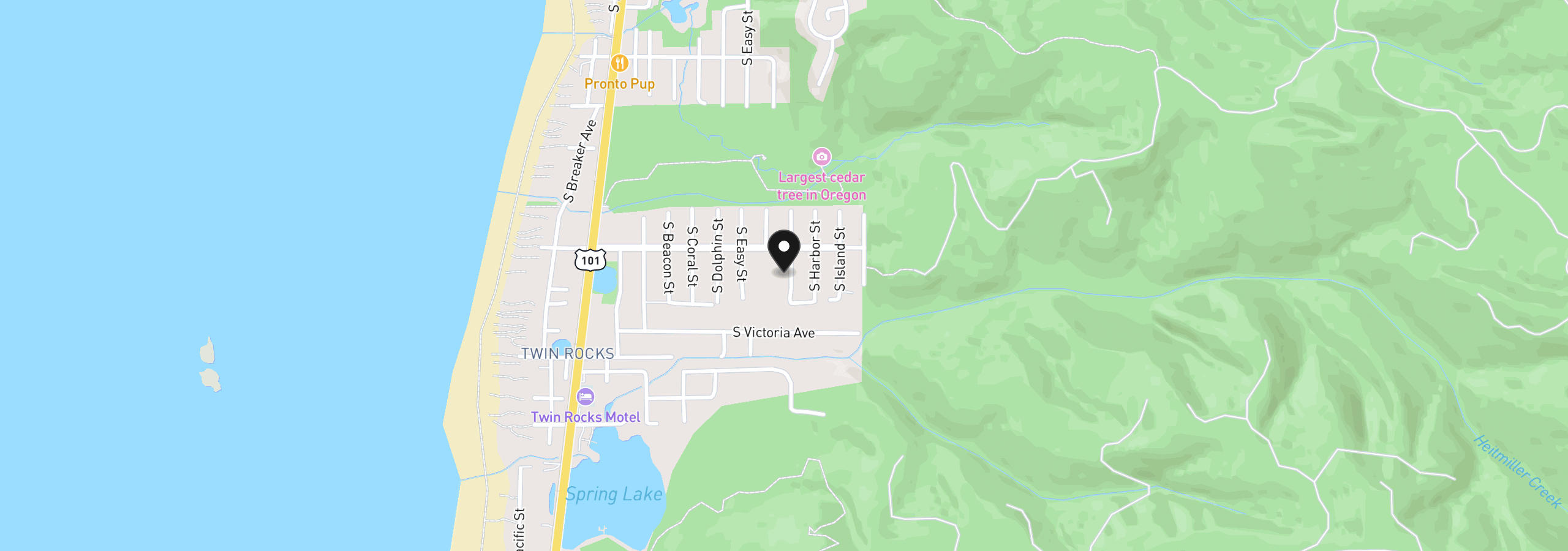 Map showing the location of 1053 S Grayling St, Rockaway Beach, OR 97136