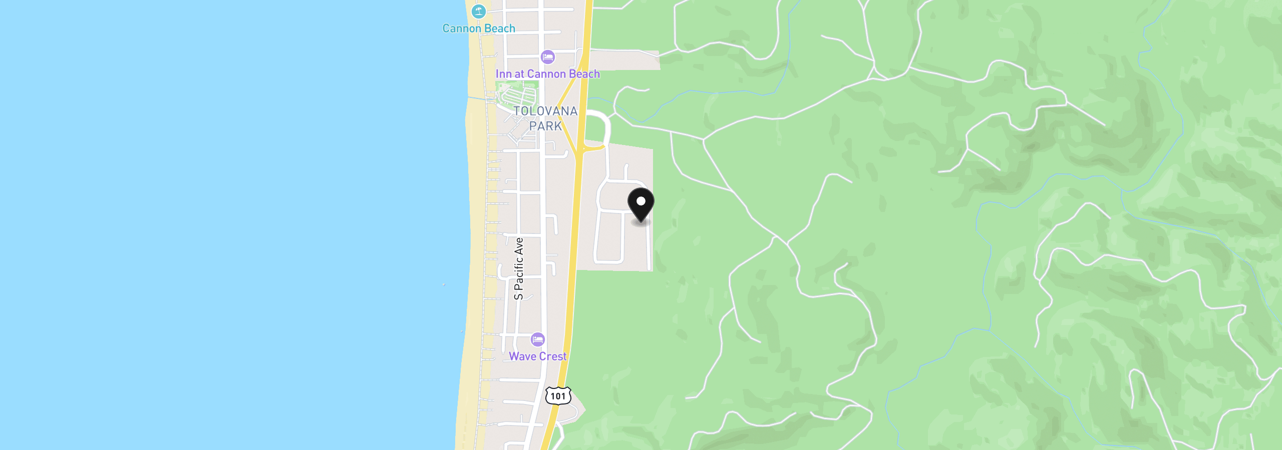 Map showing the location of 3732 E Chinook Ave, Cannon Beach, OR 97110