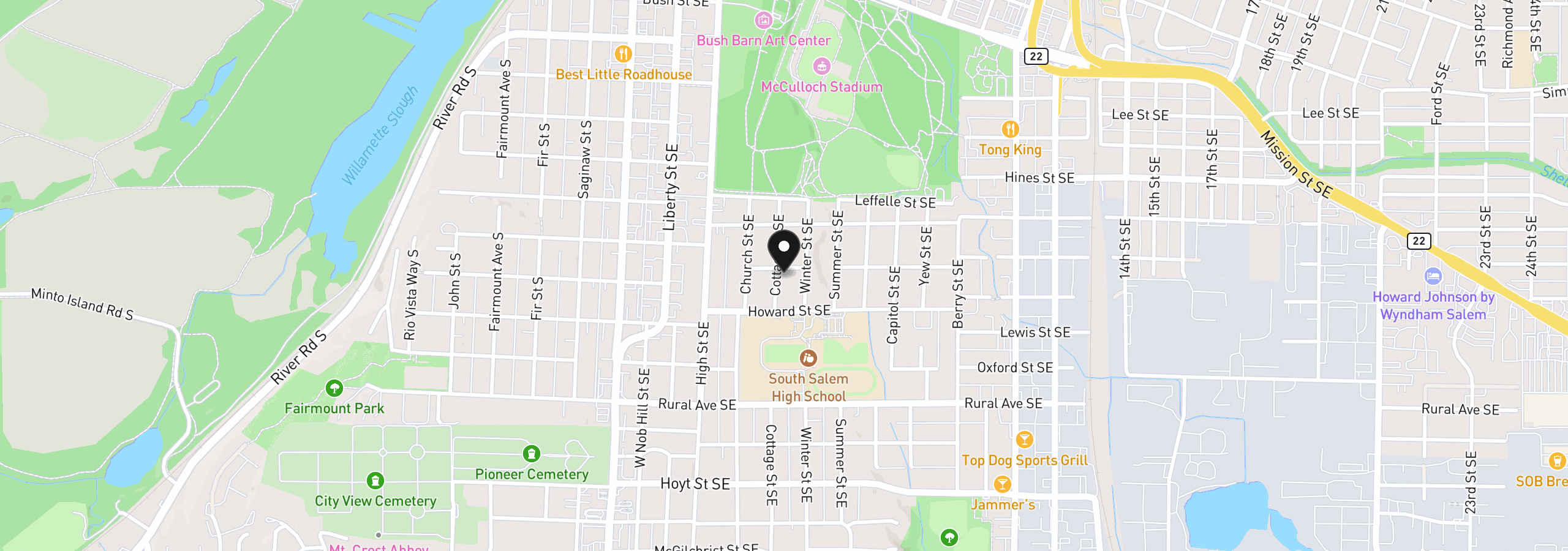 Map showing the location of 728 SE Wilbur St, Salem, OR 97302