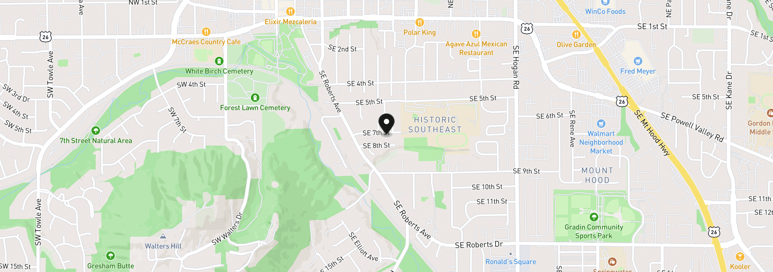 Map showing the location of 720 SE 7th St, Gresham, OR 97080