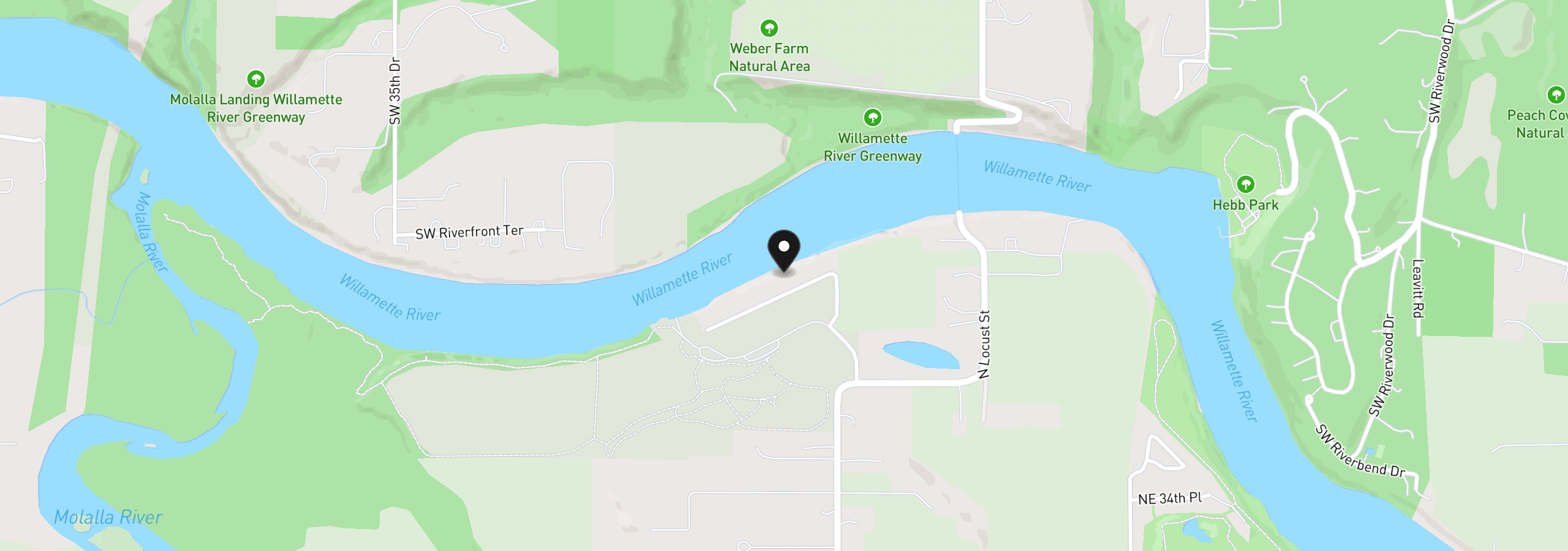 Map showing the location of 400 NW Riverpark Pl, Canby, OR 97013