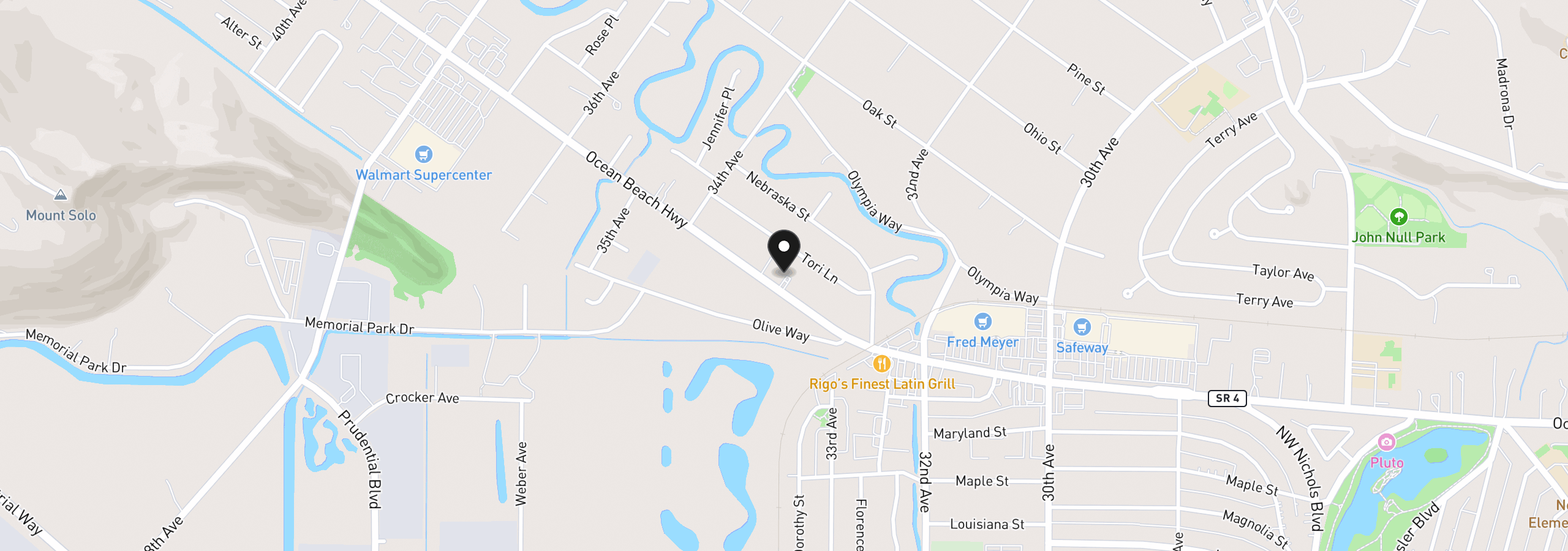 Map showing the location of 3324 Ocean Beach Hwy, Longview, Wa 98632