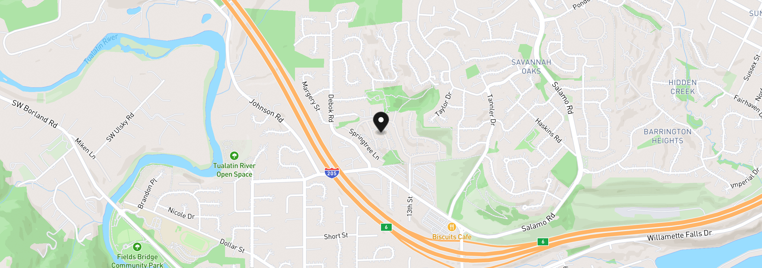 Map showing the location of 2395 Snowberry Ridge Ct, West Linn, OR 97068