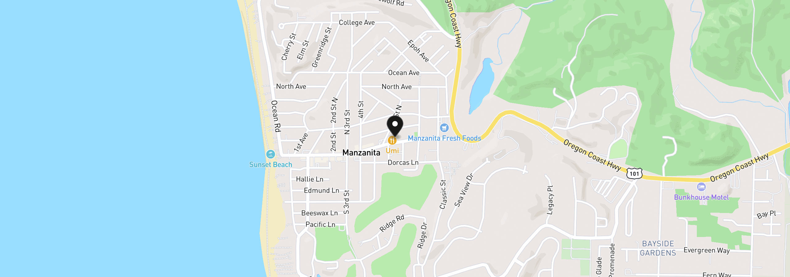 Map showing the location of Laneda Ave 13, Manzanita, OR 97130