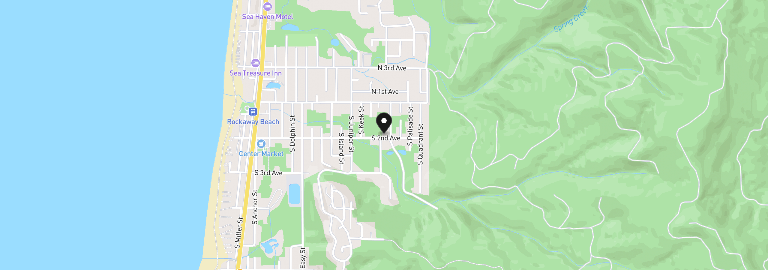 Map showing the location of 1303 S 2nd Ave, Rockaway Beach, OR 97136