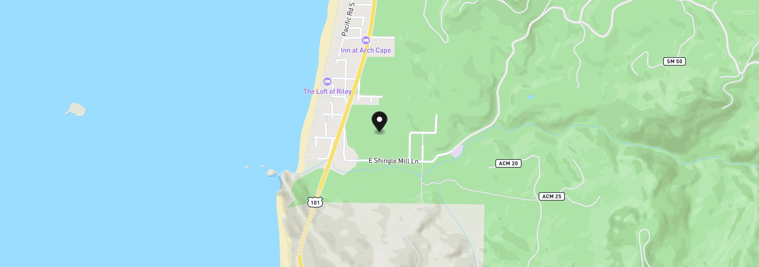 Map showing the location of Lion Rock St, Arch Cape, OR 97102