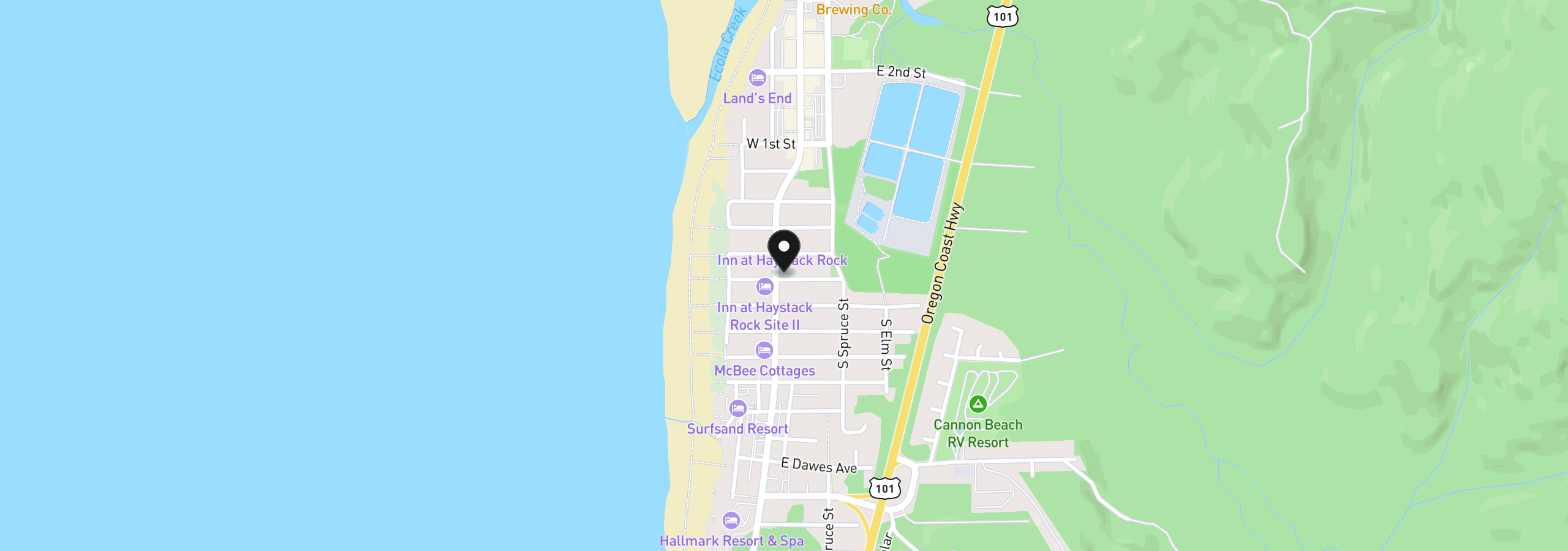 Map showing the location of 124 E Madison St, Cannon Beach, OR 97110
