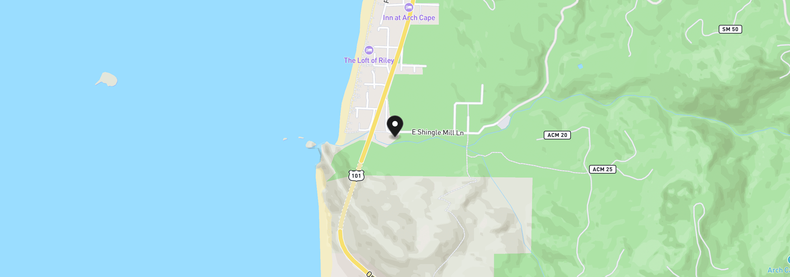 Map showing the location of 31912 E Shingle Mill Ln, Arch Cape, OR 97102