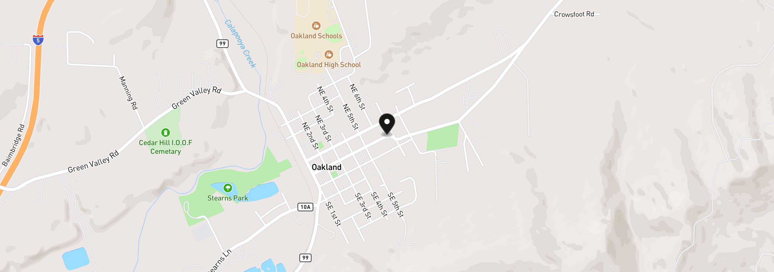 Map showing the location of 729 NE Locust St, Oakland, OR 97462