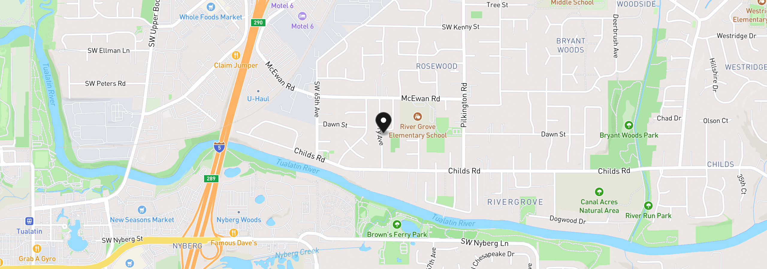 Map showing the location of 19060 Terry Ave, Lake Oswego, OR 97035