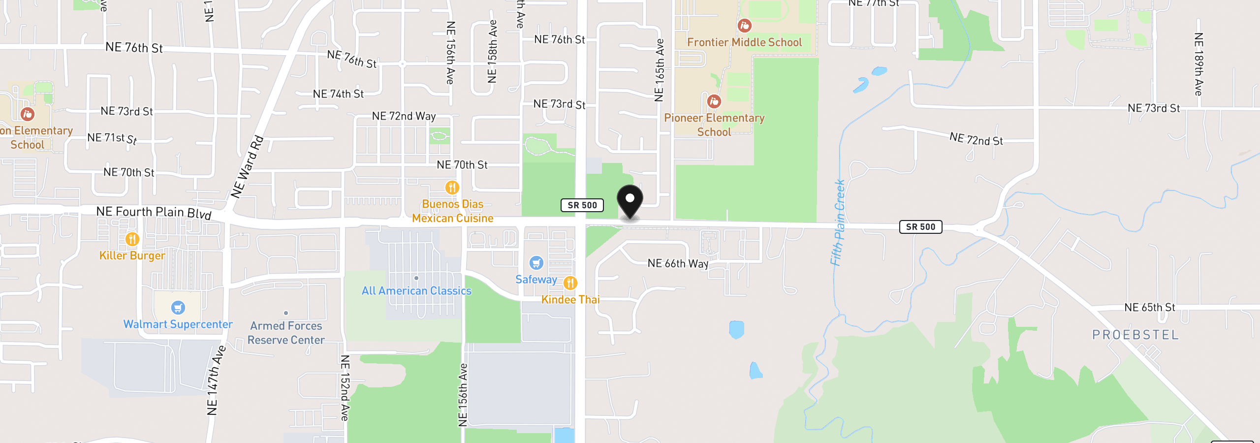 Map showing the location of 0 NE Fourth Plain, Vancouver, Wa 98682