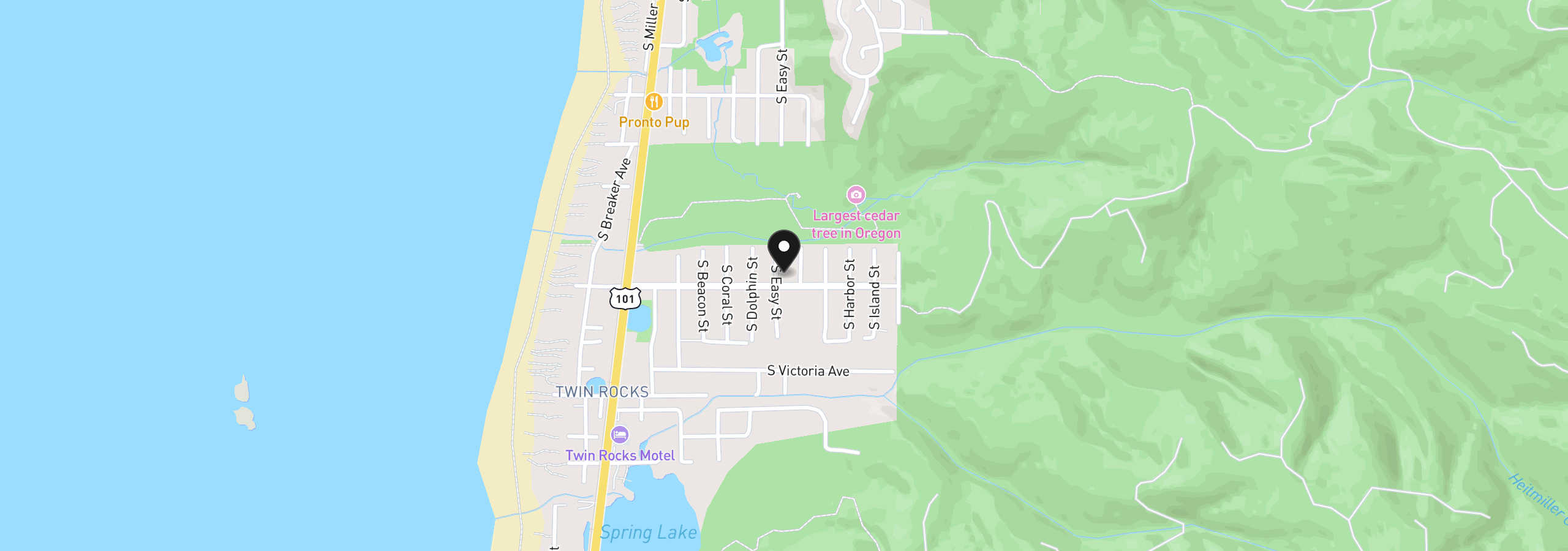 Map showing the location of 978 S Easy St, Rockaway Beach, OR 97136