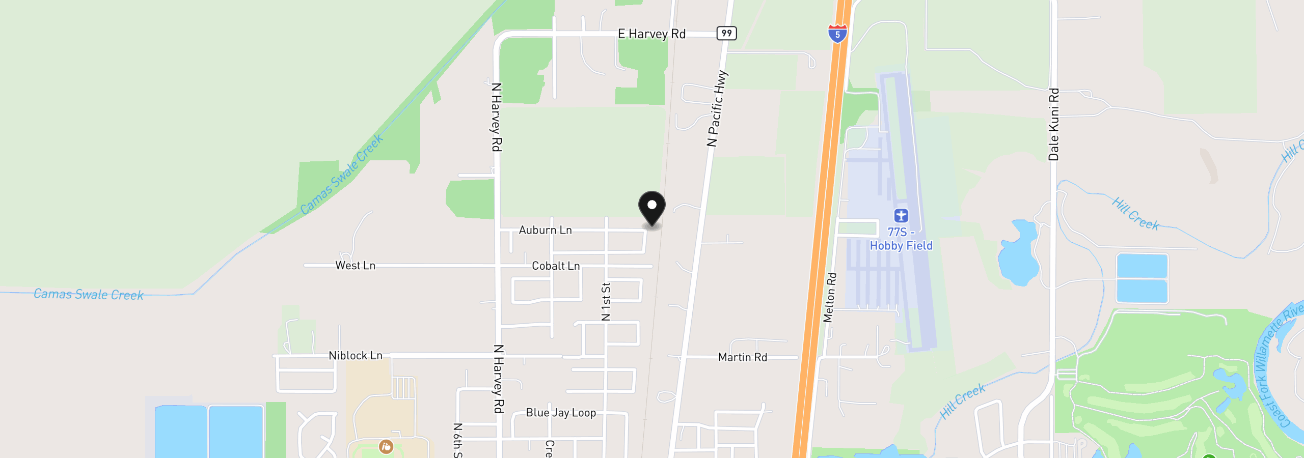 Map showing the location of 64 Almond Way, Creswell, OR 97426