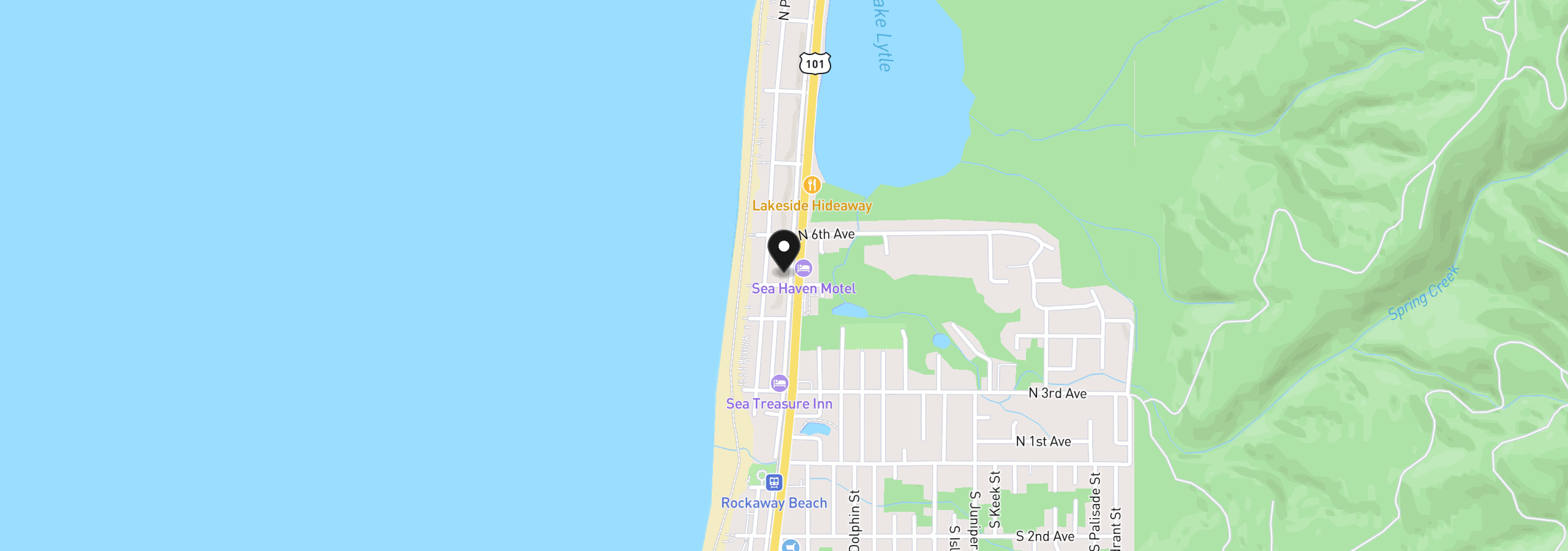 Map showing the location of 511 N Miller, Rockaway Beach, OR 97136