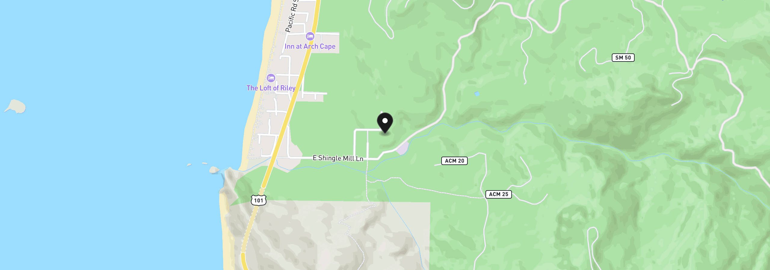 Map showing the location of 32080 Walsh Ln, Arch Cape, OR 97102
