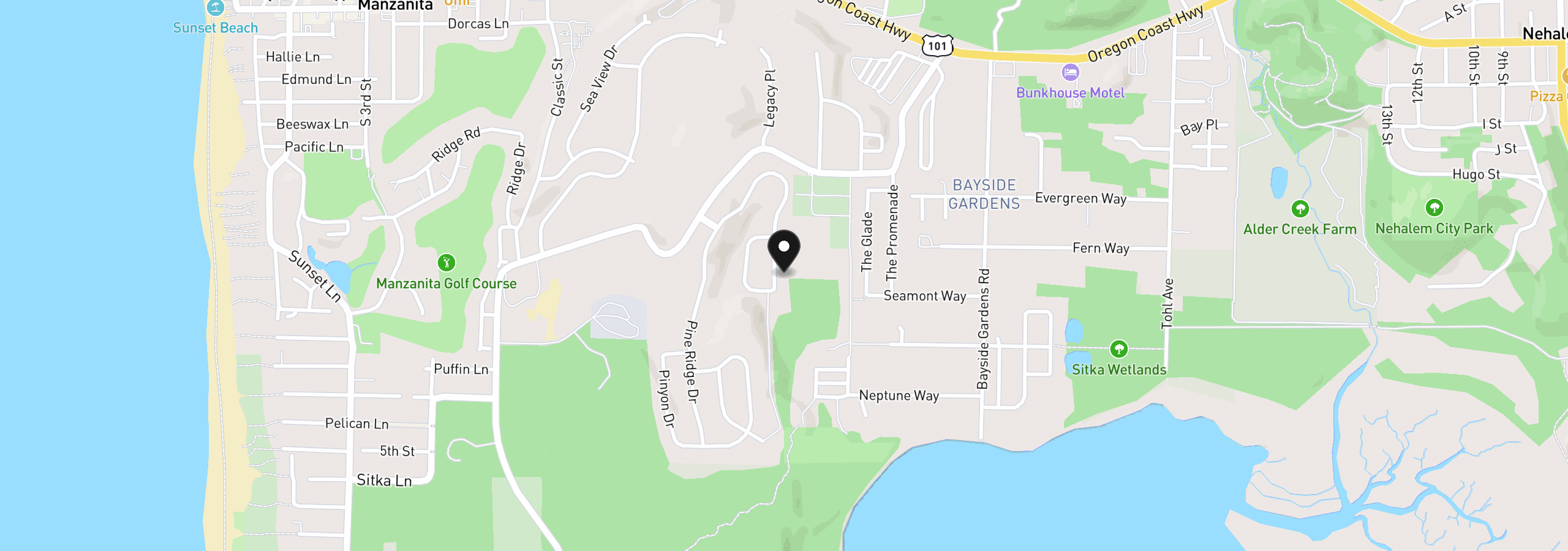 Map showing the location of 10460 Pine Ridge Dr, Manzanita, OR 97130
