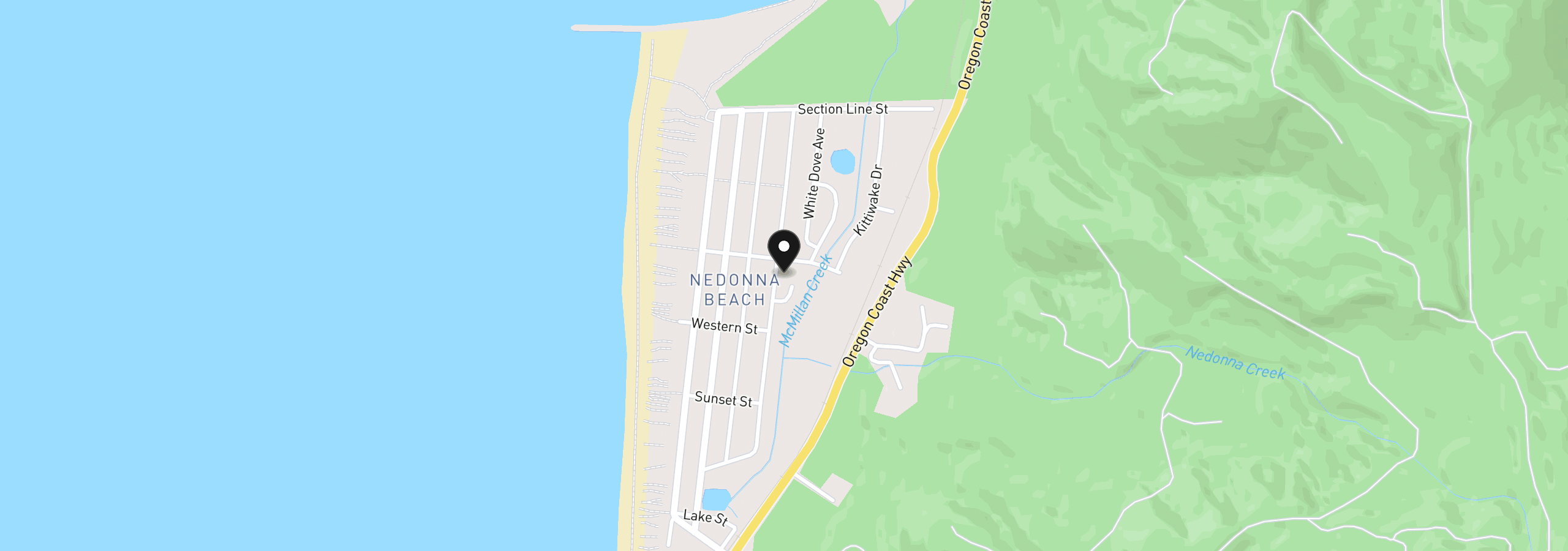 Map showing the location of 26355 David Ave, Rockaway Beach, OR 97136