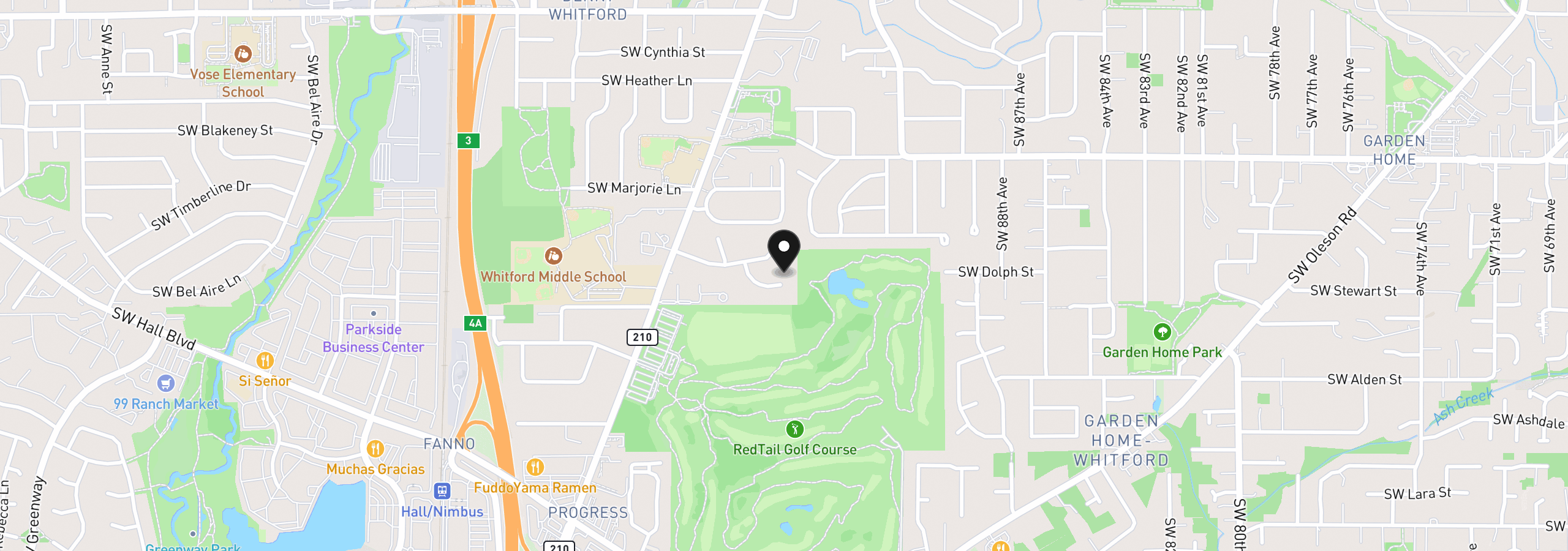 Map showing the location of 9645 SW Eagle Ct, Beaverton, OR 97008