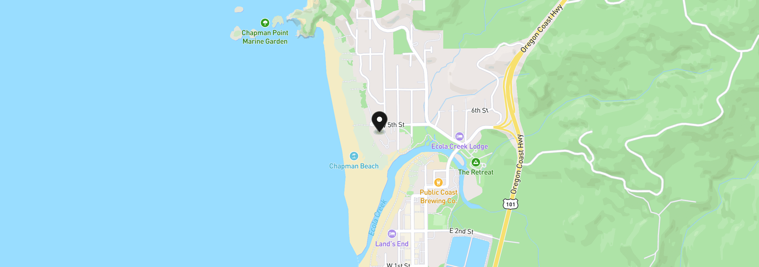 Map showing the location of 205 Breakers Point Condo, Cannon Beach, OR 97110