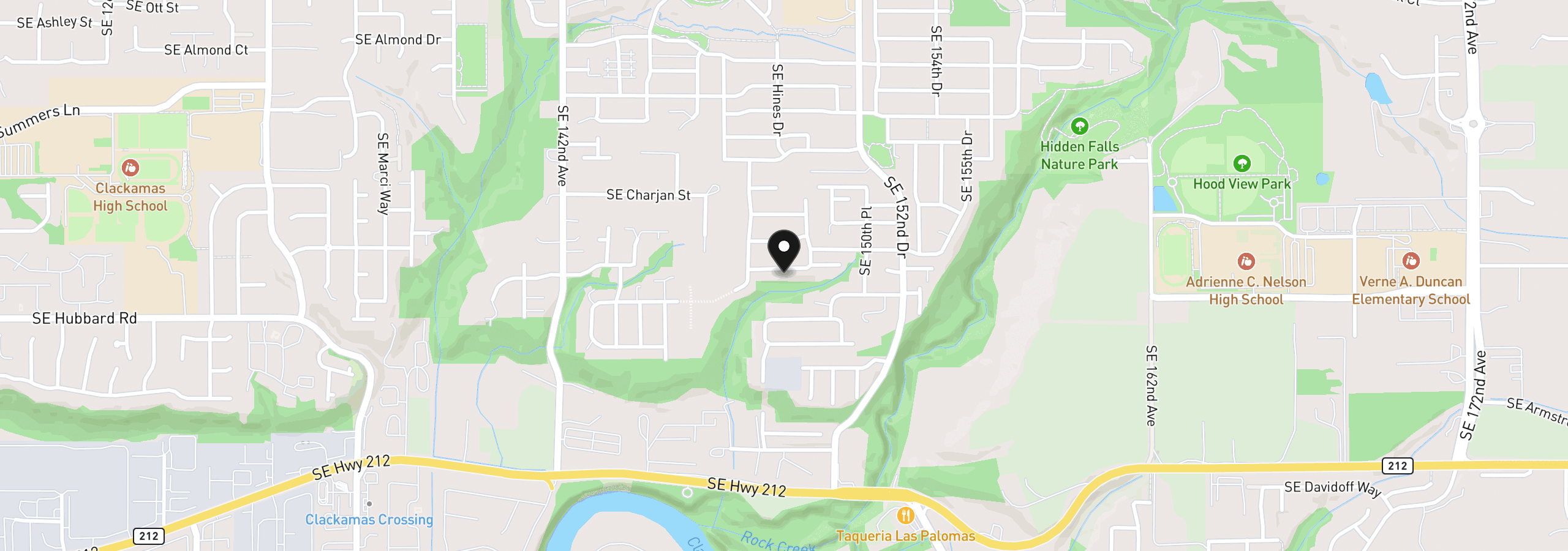 Map showing the location of 14946 SE Stanhope Rd, Clackamas, OR 97015