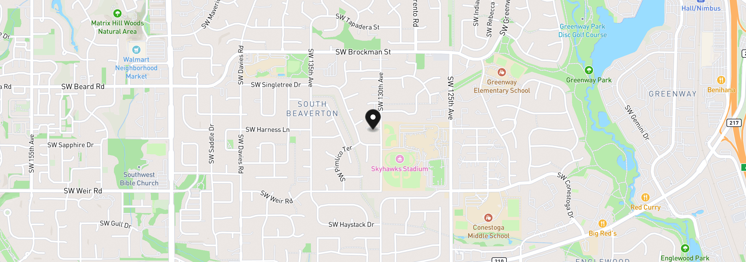 Map showing the location of 9625 SW 130th Ave, Beaverton, OR 97008