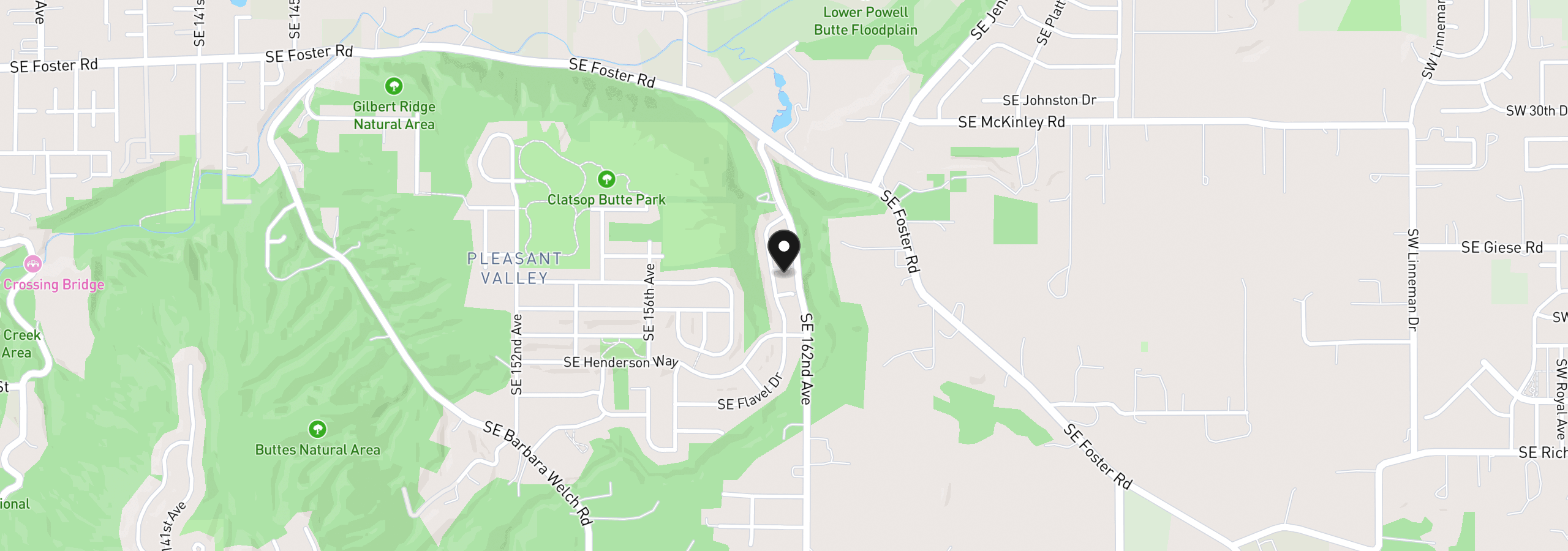 Map showing the location of 16108 SE Bybee Ct, Portland, OR 97236