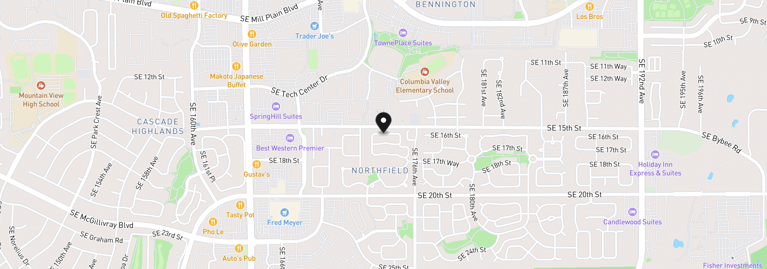 Map showing the location of 17412 SE 15th Way 8, Vancouver, Wa 98683