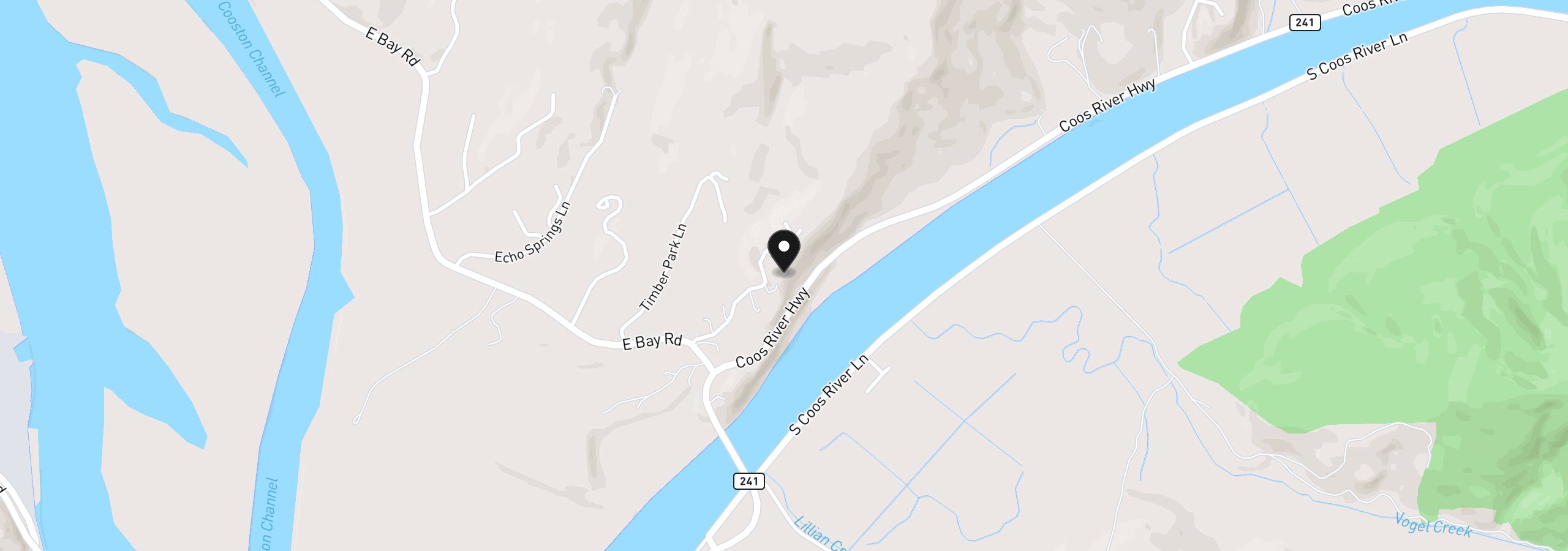 Map showing the location of 95122 Myrtlewood Ln, Coos Bay, OR 97420