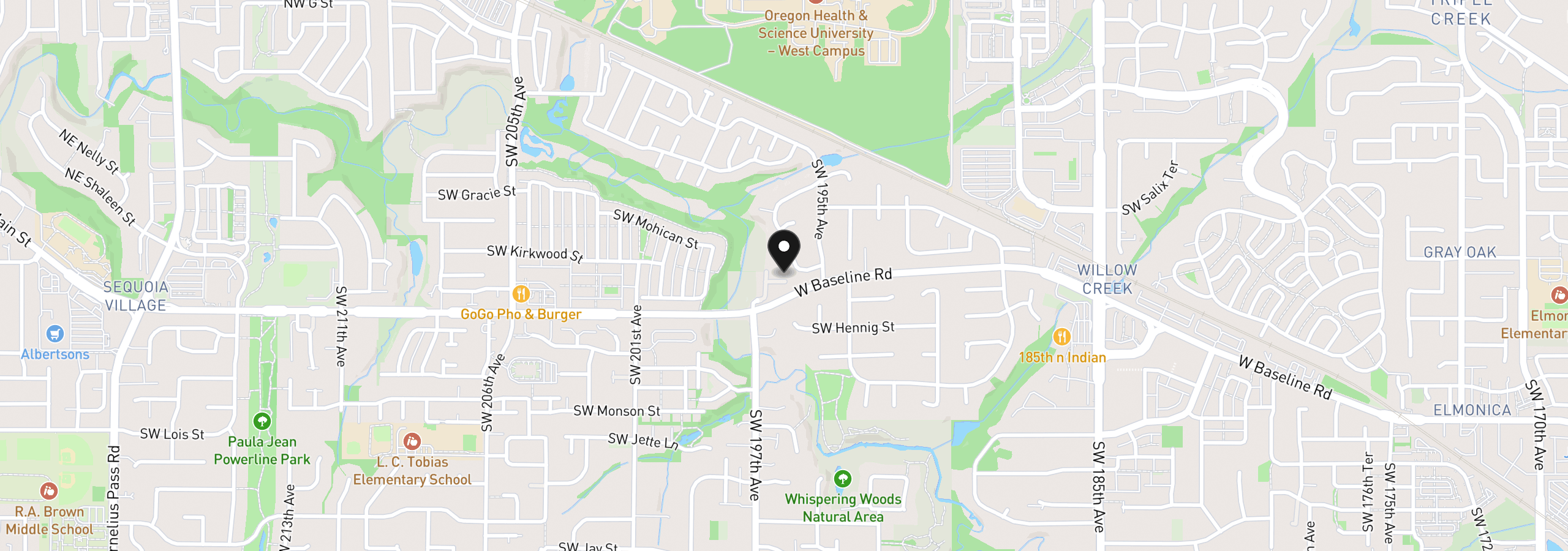 Map showing the location of 19603 SW Blackbear Ct, Beaverton, OR 97006