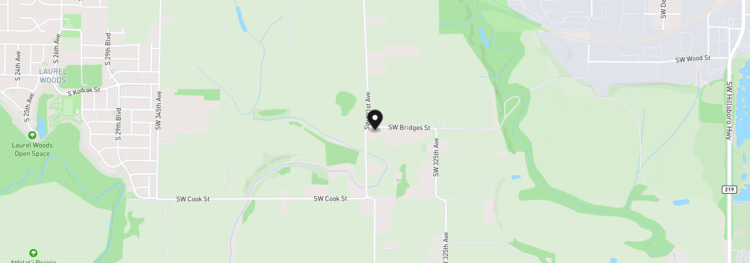 Map showing the location of 33090 SW Bridges Rd, Hillsboro, OR 97123