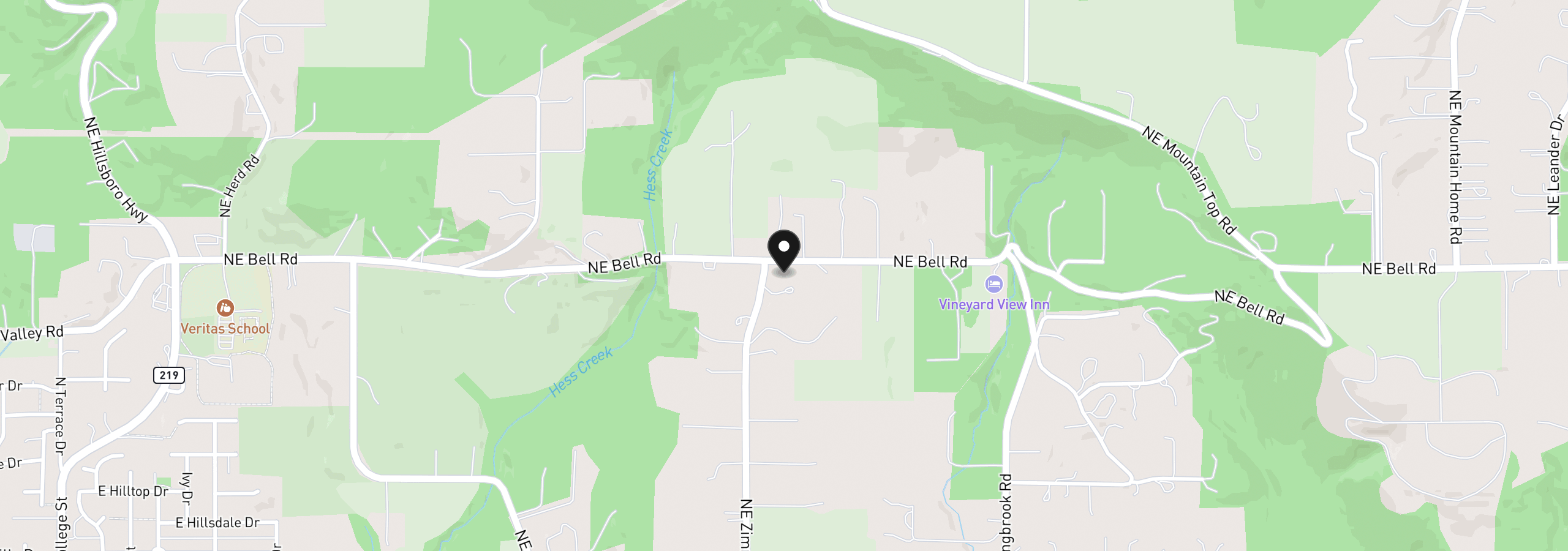 Map showing the location of NE Zimri Dr, Newberg, OR 97132