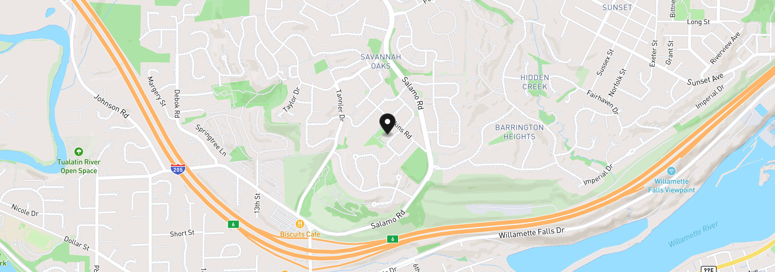 Map showing the location of 2288 Rogue Way, West Linn, OR 97068