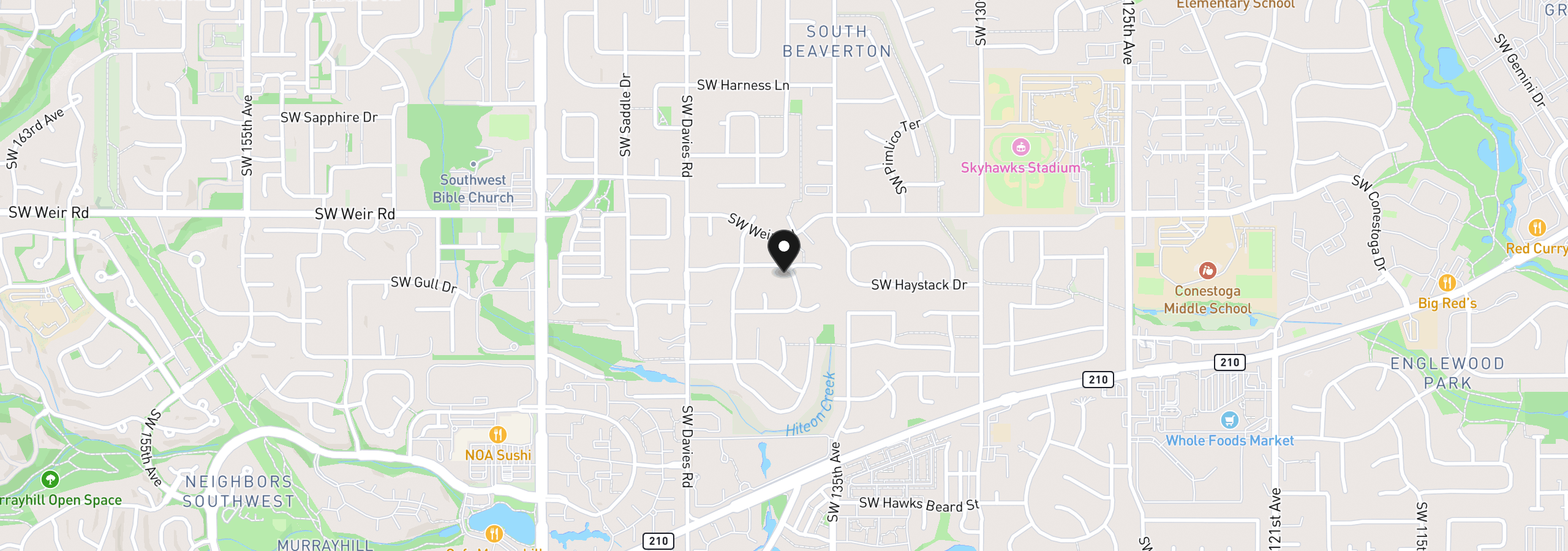 Map showing the location of 13750 SW Hiteon Dr, Beaverton, OR 97008