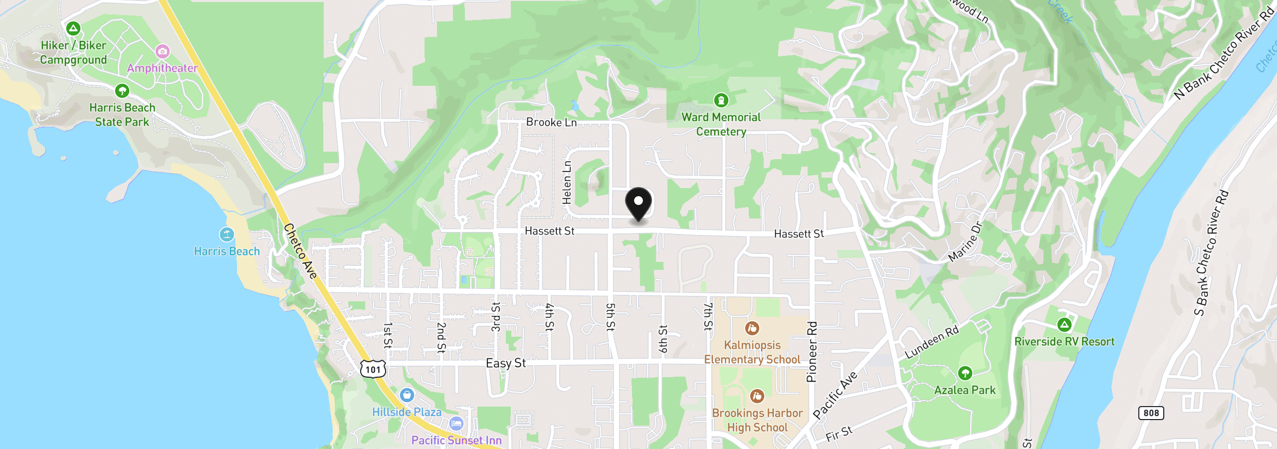 Map showing the location of 861 Jodee Ln, Brookings, OR 97415