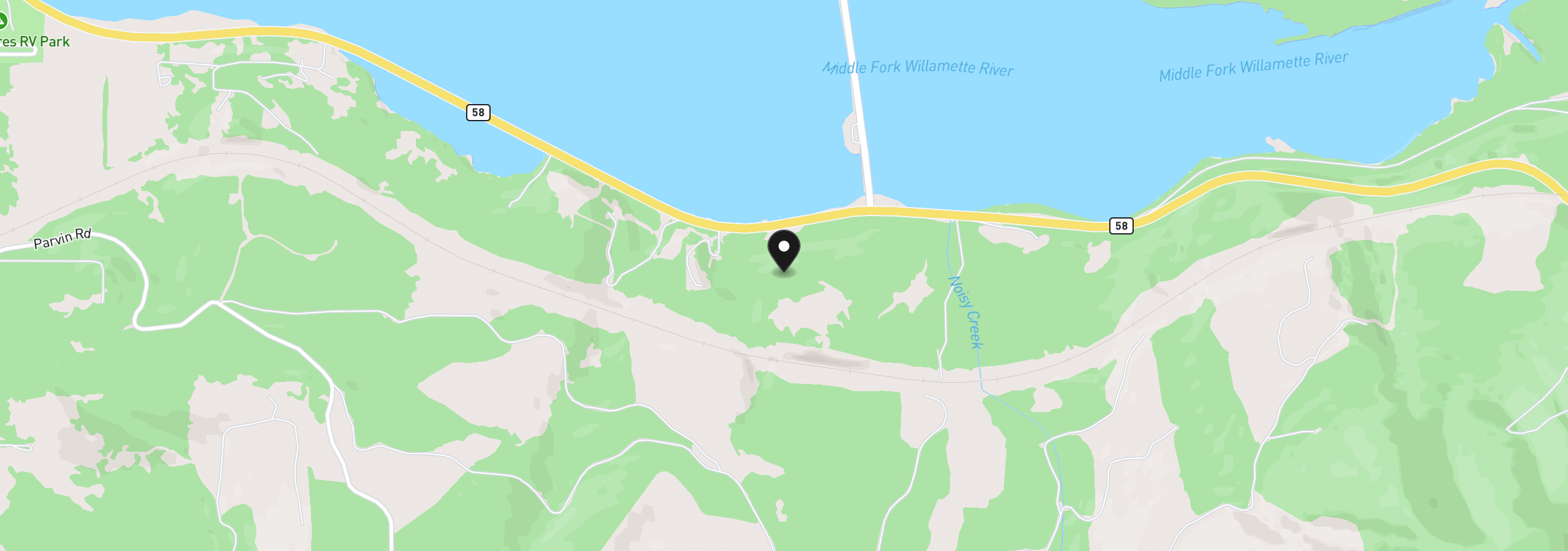 Map showing the location of 0 Hwy 58 A, Lowell, OR 97452